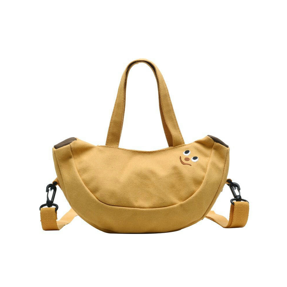 (yellow) Korean INS Banana Bag Cartoon Cute Soft Girl Messenger Bag Cute Girl Canvas Bag Female Students