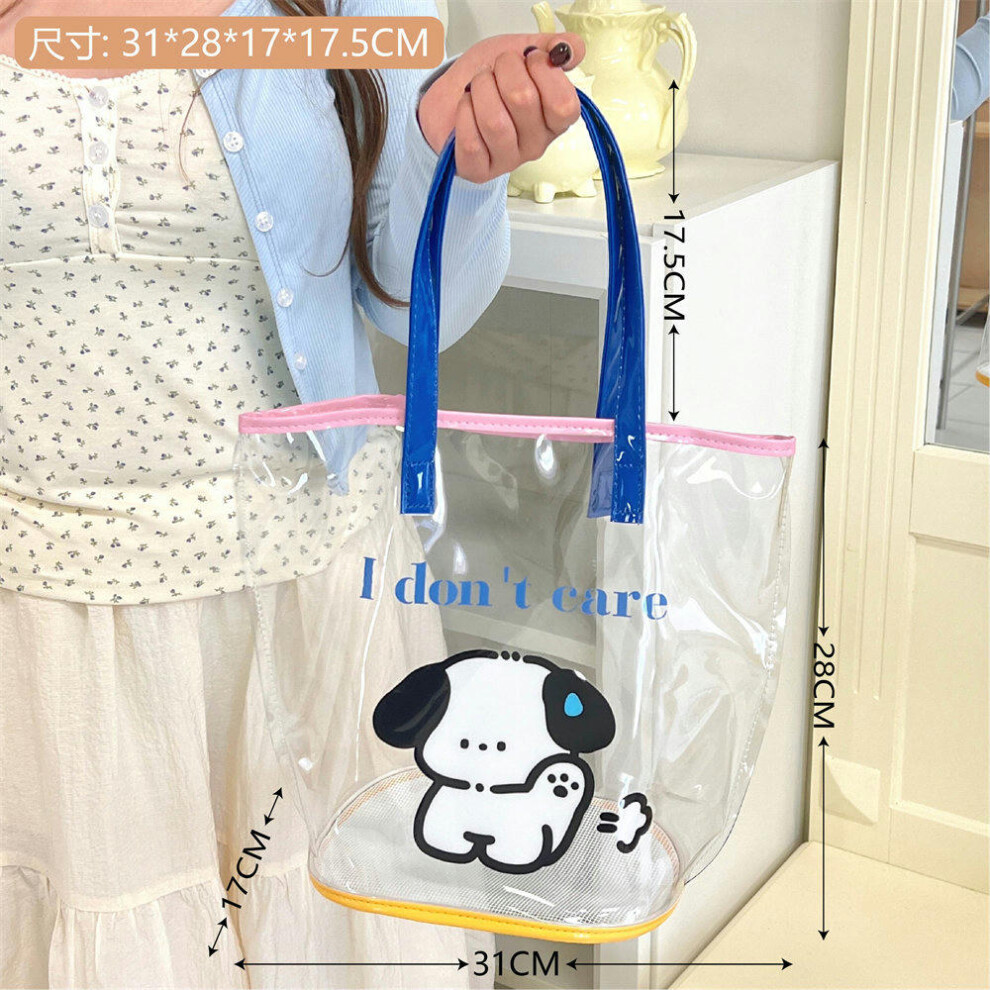 (2#Transparent cartoon puppy bucket bag) INS Summer Girl Jelly Bag Cartoon Cartoon Pumage Pumage Shoulder Bags Waterproof Beach Bag Student Travel Bag