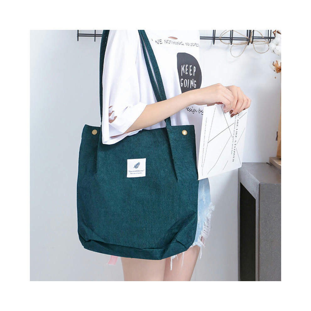 (Dark green) Cross -Border Large -Capacity Totbags Barrier Student Bag Women's Shopping Bag Cordy Cordy Shoulder Bag Snorbag Bag