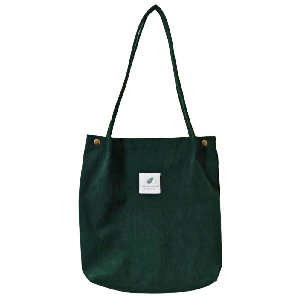 (dark green) Cross -Border Large -Capacity Totbags Barrier Student Bag Women's Shopping Bag Cordy Cordy Shoulder Bag Snorbag Bag