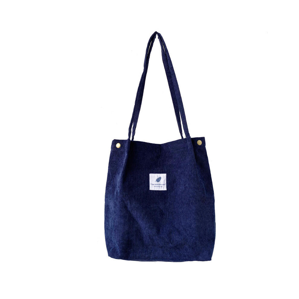 (Navy blue) Cross -Border Large -Capacity Totbags Barrier Student Bag Women's Shopping Bag Cordy Cordy Shoulder Bag Snorbag Bag