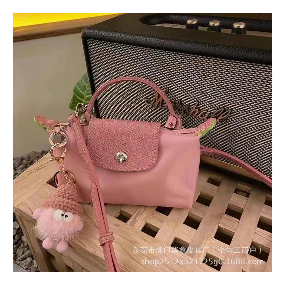 (Mini petal powder, Pole with the shoulder strap) Faron I In Mini Dumpling Bag Coin Mobile Phone Bag, Shoulder Oblique Span Handbag With Pores, Should