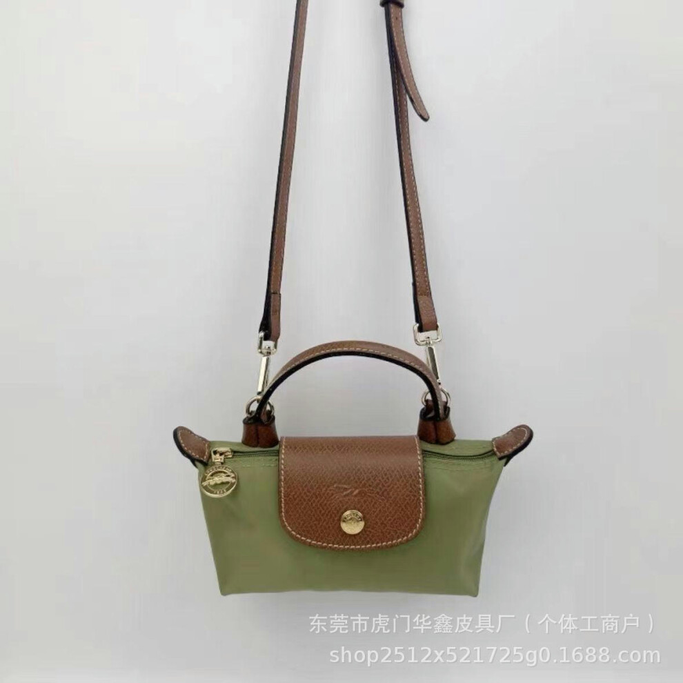 (Mini moss green, Pole with the shoulder strap) Faron I In Mini Dumpling Bag Coin Mobile Phone Bag, Shoulder Oblique Span Handbag With Pores, Shoulder