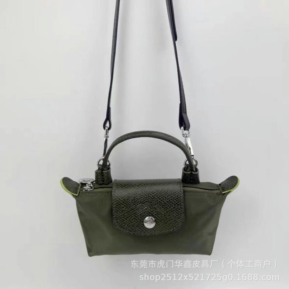 (Mini Forest Green, Pole with the shoulder strap) Faron I In Mini Dumpling Bag Coin Mobile Phone Bag, Shoulder Oblique Span Handbag With Pores, Should