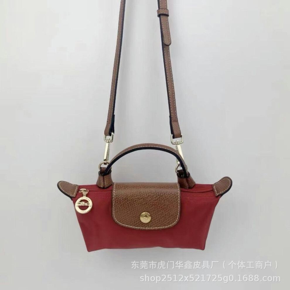 (Mini red, Pole with the shoulder strap) Faron I In Mini Dumpling Bag Coin Mobile Phone Bag, Shoulder Oblique Span Handbag With Pores, Shoulder Straps