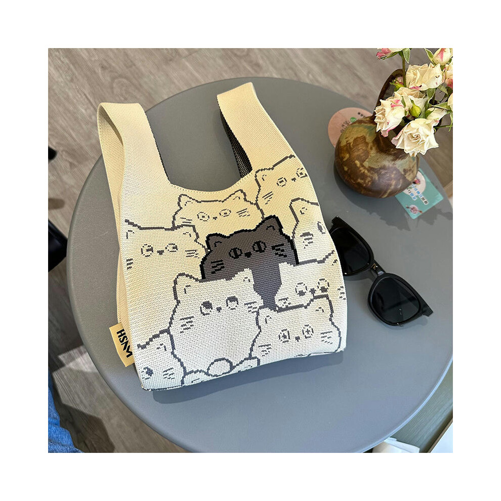 (My Neighbor Totoro, 35*20) 2024 Korean Version Of Spring And Summer Fashion Personality Knitting Bag Hand Bag Handbags Handbags And Bending Shopping