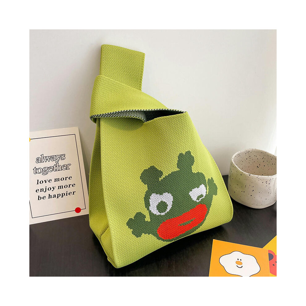 (Cartoon avatar, 35*20) 2024 Korean Version Of Spring And Summer Fashion Personality Knitting Bag Hand Bag Handbags Handbags And Bending Shopping Lazy