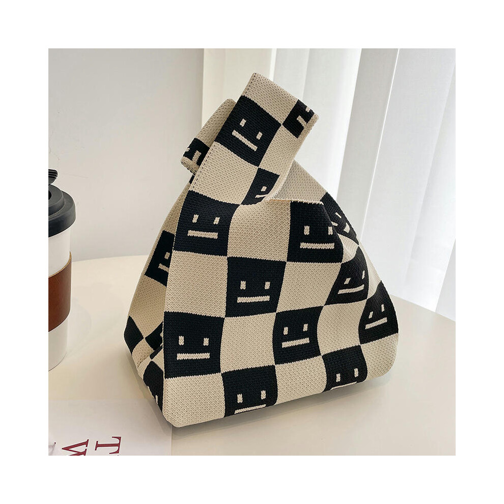 (Smile-rice white, 35*20) 2024 Korean Version Of Spring And Summer Fashion Personality Knitting Bag Hand Bag Handbags Handbags And Bending Shopping La