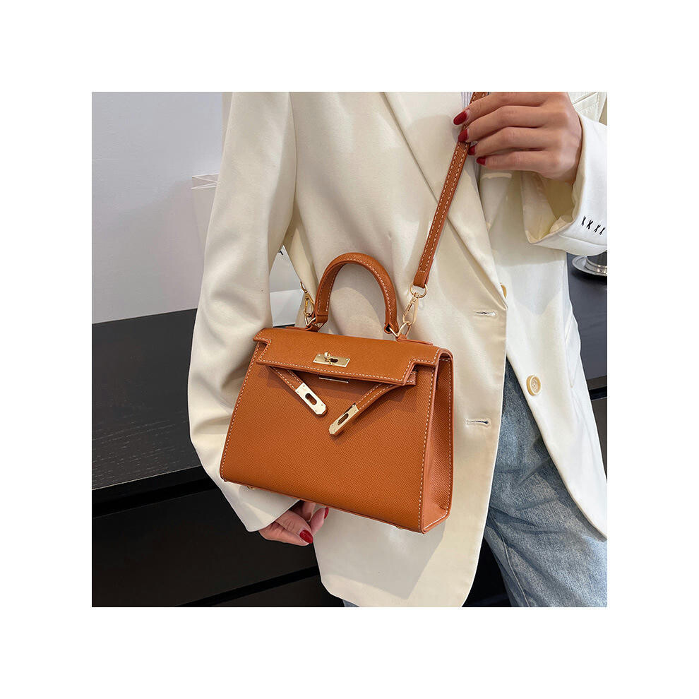 (Brown large hand palm pattern) French Niche Texture Hand Bag 2024 New Women's Bags Fashion Minimalist Messenger Bag Popular Explosion Kelly Bag