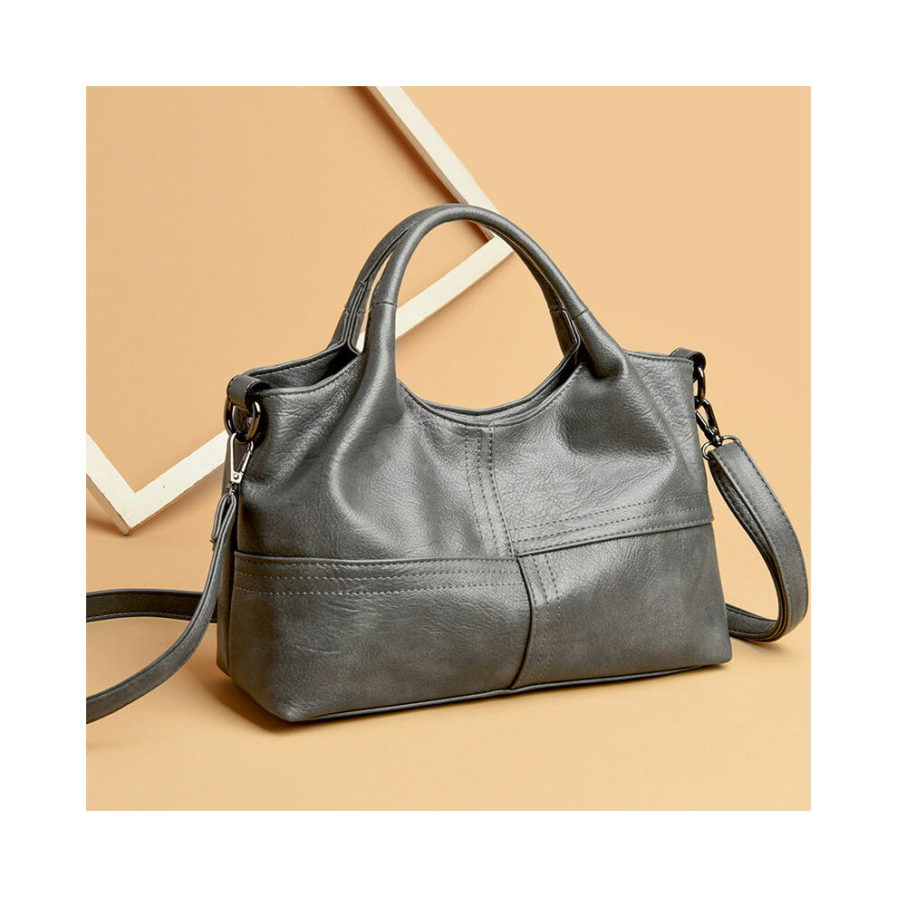 (Dark gray) Women's Bag 2024 New Cross -Border Bags Lightweight Splicing Soft Leather Large Capacity Fashion Mothers Bag Handbag Women's Small Bag