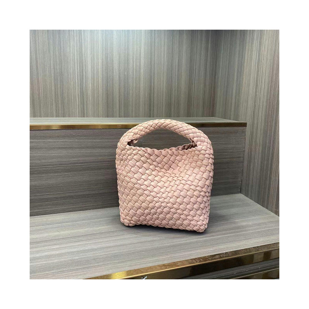 (Pink+coin purse+chain) Pure Handmade Woven Small Titt Bag Handbag Female 2024 New High -End Mini Chain Shoulder Oblique Crossbag