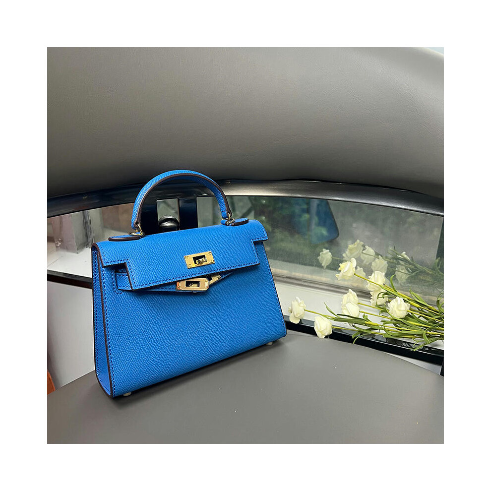 (Kleinlan, 19CM gold buckle) 2024 New Mini Second -Generation Kelly Bag Advanced Sensory Leather Female Baoge Leather Hand Ranging Glyphbolbbing Bag