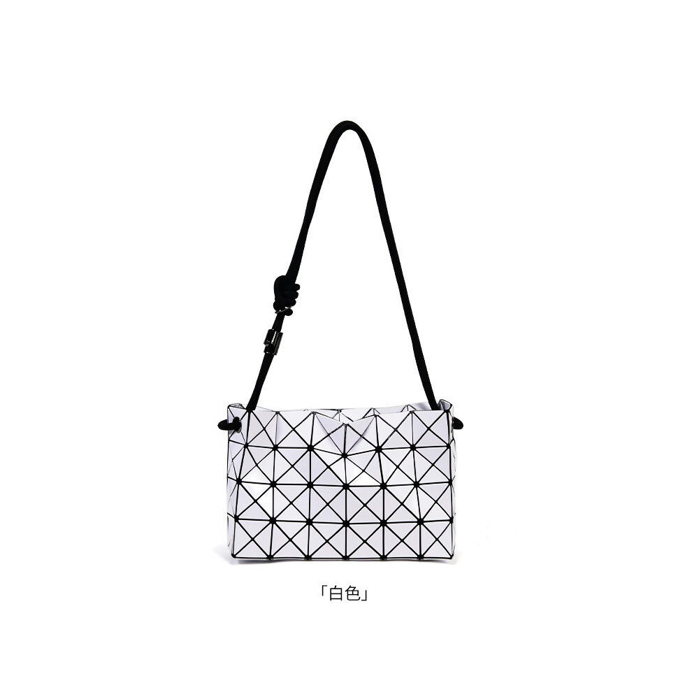 (White (with logo), 24*8*16.5) Japanese 2023 New Tofu Bag Geometric Rhombus Drawing Bag For A Lifetime Fashion, Simple Shoulder Oblique Cross -Handed