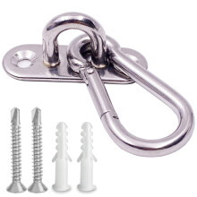 10 Pcs Stainless Steel 1.8 inch Pad Eye Plate U Hooks + 10pcs Stainless Steel Snap Hook, Marine Hardware Staple Hook
