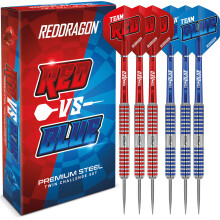 Team Red v Team Blue Steel Darts Set with Flights and Shafts (Stems)