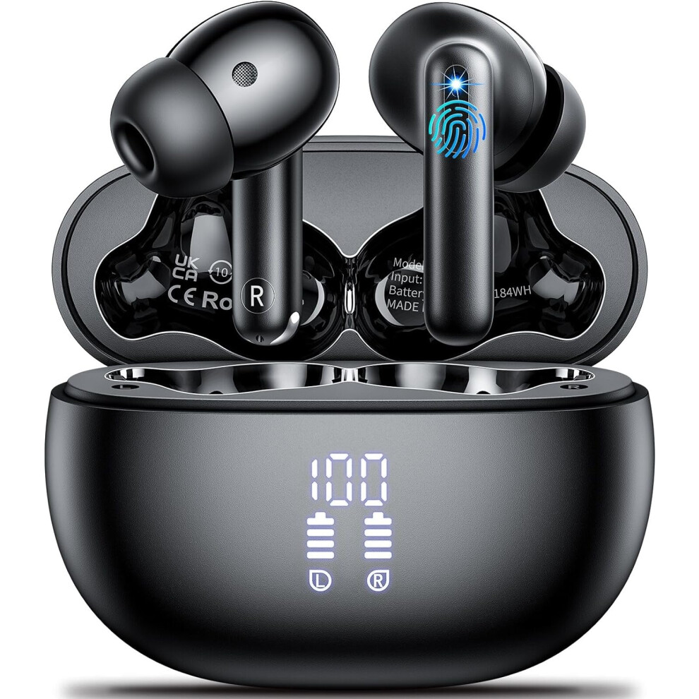 Wireless Earbuds, Bluetooth 5.3 Headphones HiFi Stereo & 4 ENC Mic, 42H Playtime Ear Buds with Charging Case LED Display