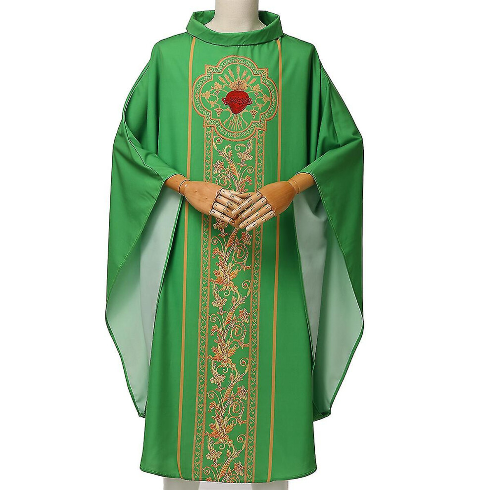 (Green) Celebrants Chasuble Mass Vestments Robe Priest Cosplay Costume