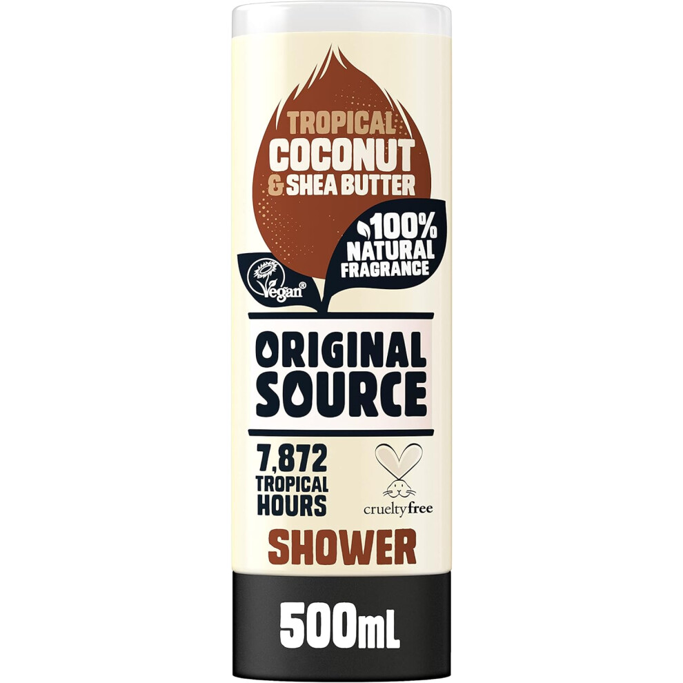 Original Source Coconut and Shea Butter Shower Gel 100 Percent Natural Fragrance Vegan Cruelty Free Paraben Free Bulk Buy Pack of 6 x 500 ml