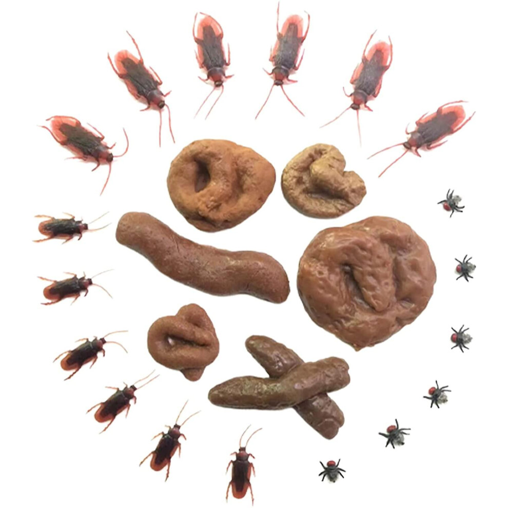 24 Pcs Fake Poop Fake Dog Poop Toys And Prank Fake Roaches Model Simulation Realistic Floating Fake Poop Toys With Drawst G Bags For Prank Tricky Toys
