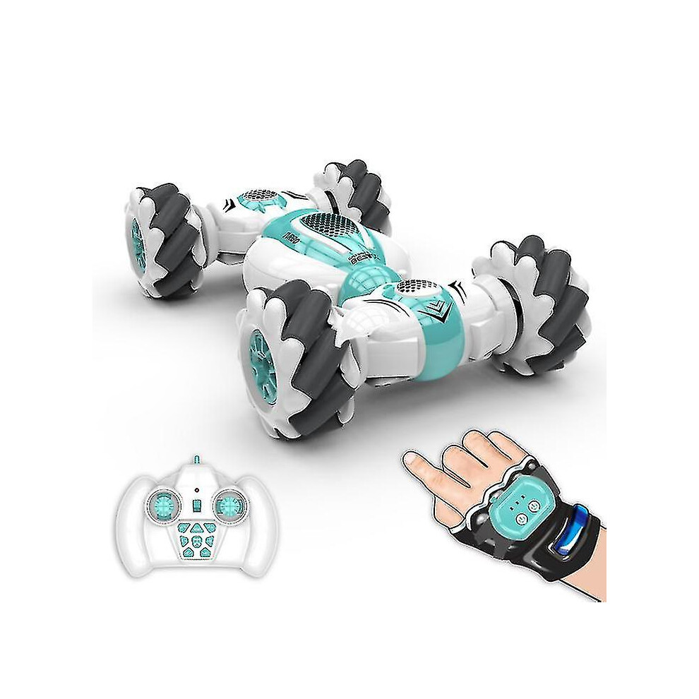 (Green) Rc Stunt Car Remote Control Watch Gesture Sensor Deformable Electric Toy Cars Green