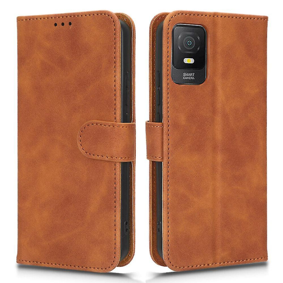 (Brown) For Tcl 403 Mobile Phone Case Stand Wallet Shockproof Tpu Pu Leather Phone Cover Brown