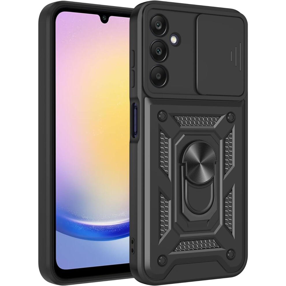 (Black) Samsung Galaxy A25 Dual Layer Shockproof Phone Cover Black 5056298020218