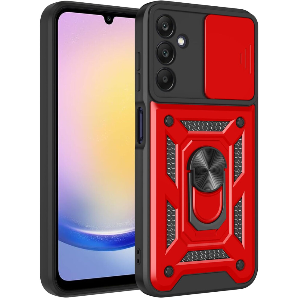 (Red) Samsung Galaxy A25 Dual Layer Shockproof Phone Cover Red 5056298020232