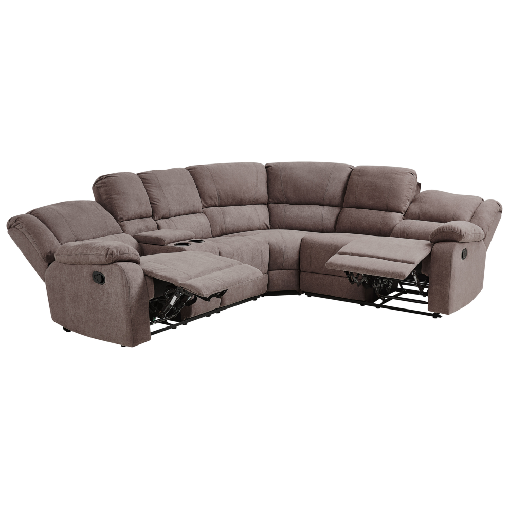 Manual Recliner Corner Sofa ROKKE Fabric Taupe 5 Seater Left Hand