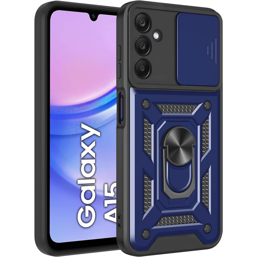 (Blue) Samsung Galaxy A15 Ring Holder Shockproof Phone Cover