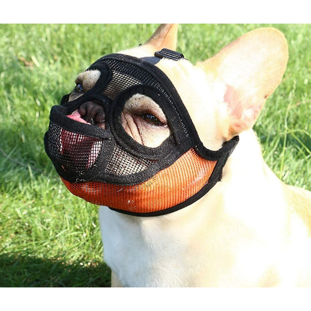 Muzzle For Dogs With Flattened Muzzle-adjustable, Breathable Muzzle For Dogs With A Short Snout, Bul