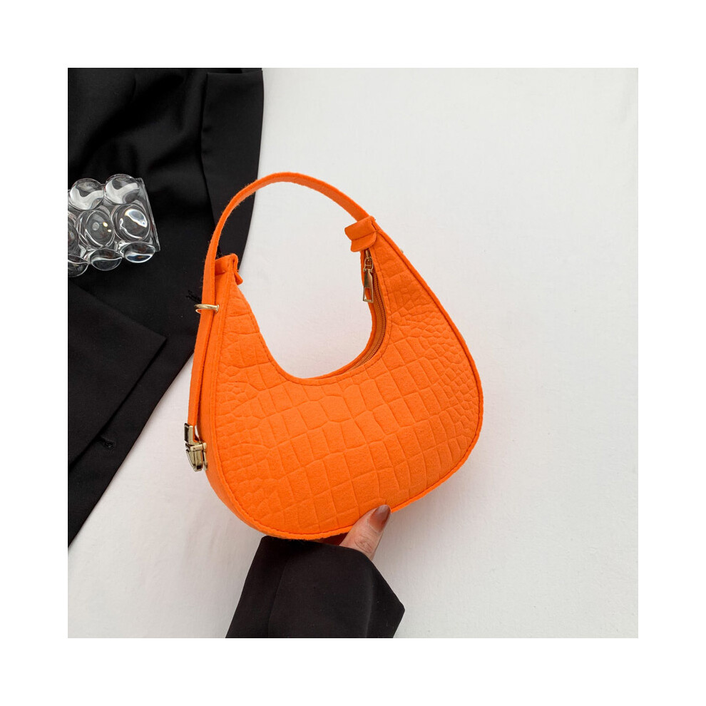 (Orange) Womens Shoulder Bag Handbag Crossbody Bag Plush Large Capacity Commuting Casual