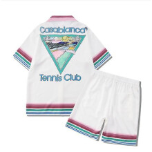 (4, S) 2023ss Casablanca Beach Coconut Tree Gradient Men Women Short Set T Shrt Hawaii Beach Suit Hip Hop Shirt Shorts Couple Suit Y2k
