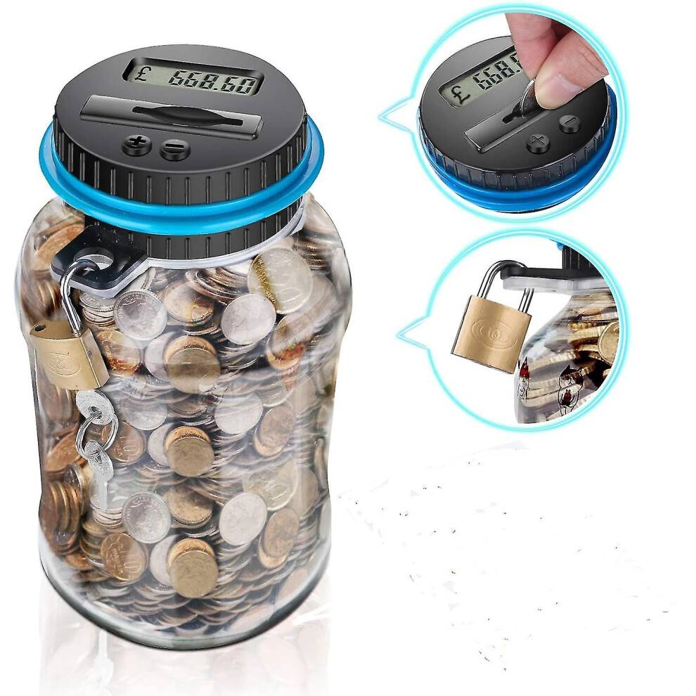 (British pound) Piggy Bank With Lock, Counting Piggy Bank, Digital Display Piggy Bank,