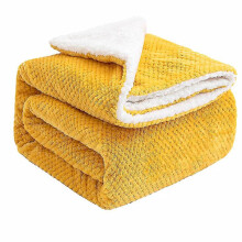 (Yellow, 100*150CM) Sherpa Fleece Weighted Blanket Ribbed Microfiber Heavy Blanket, Mink Stripe Throw Blanket