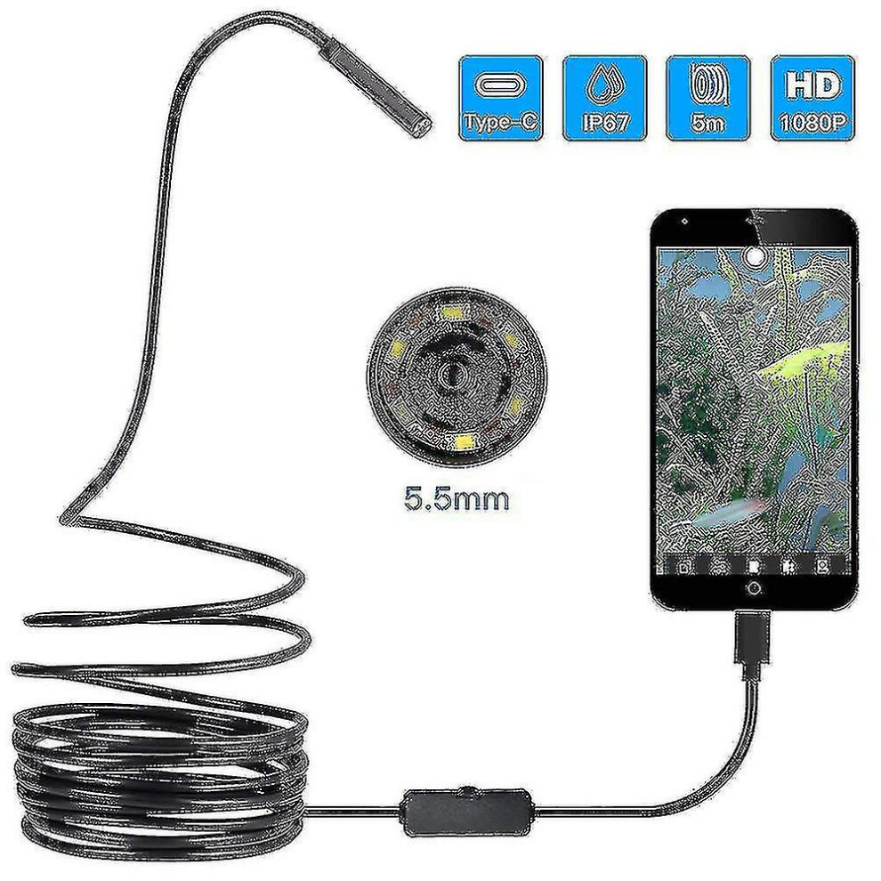 Usb Endoscope 3 In 1 Borescope 5.5mm Ultra Thin Waterproof Inspection Camera