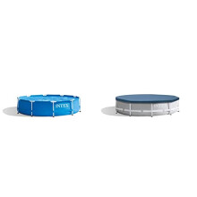 Intex Metal Frame Swimming Pool And Pool Cover - 10FT