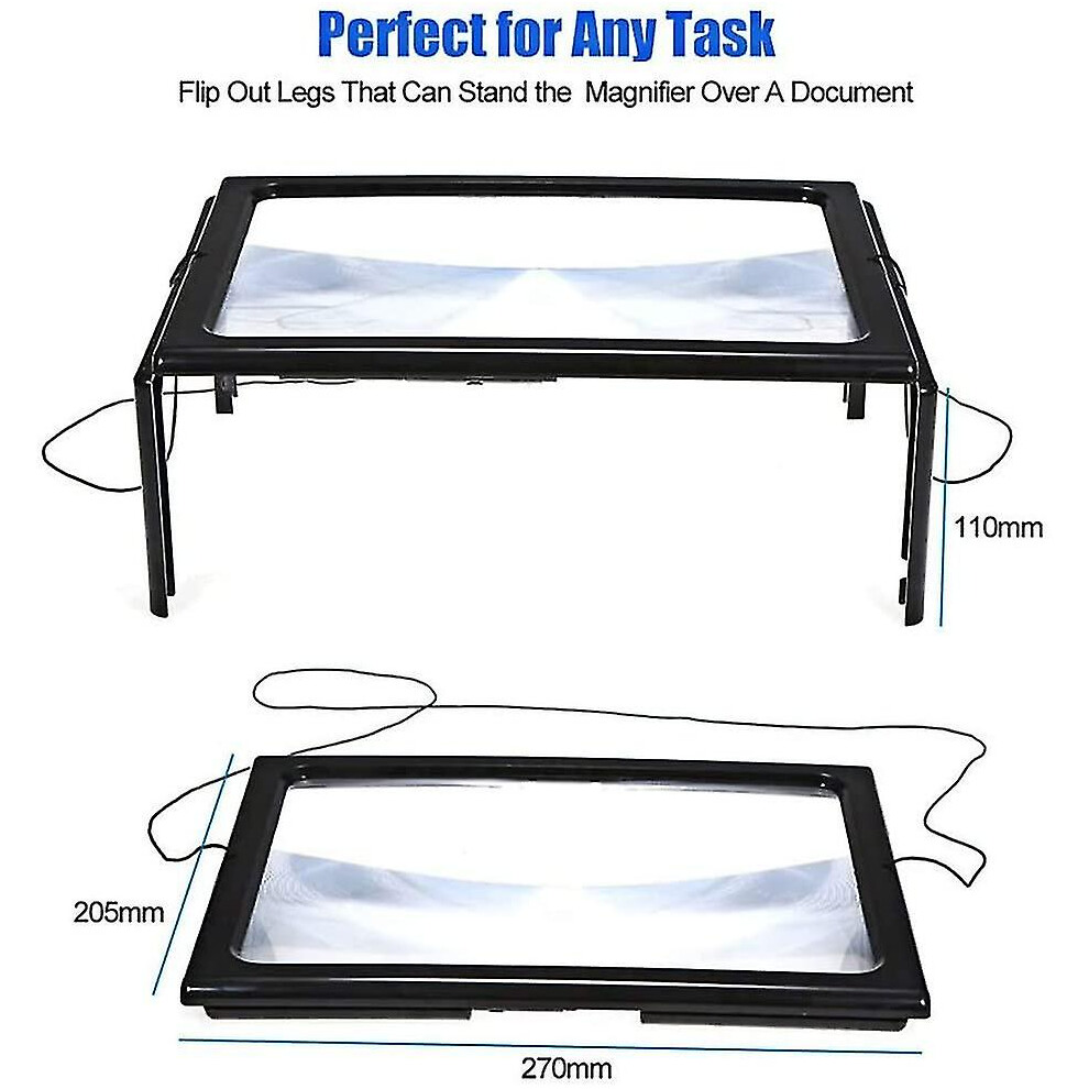 Bjxy 1Pcs Rectangular Magnifying Glass For Visually Impaired 3X Full Page Magnifier Magnifier With Hands Free A4 Full Page Reading Magnifier Lar Light