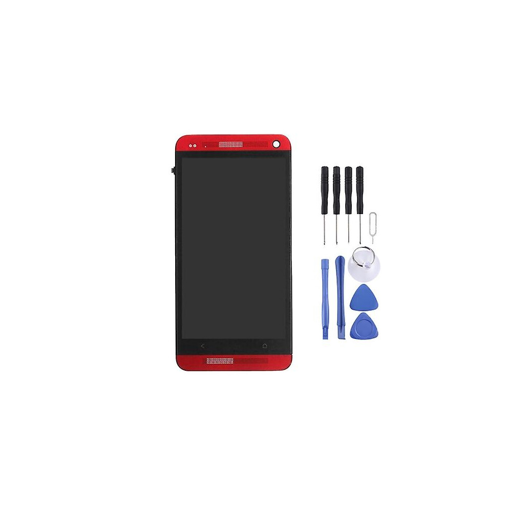 (Red) Lcd Display Touch Panel With Frame For Htc One M7 / 801E Red 6909589577146