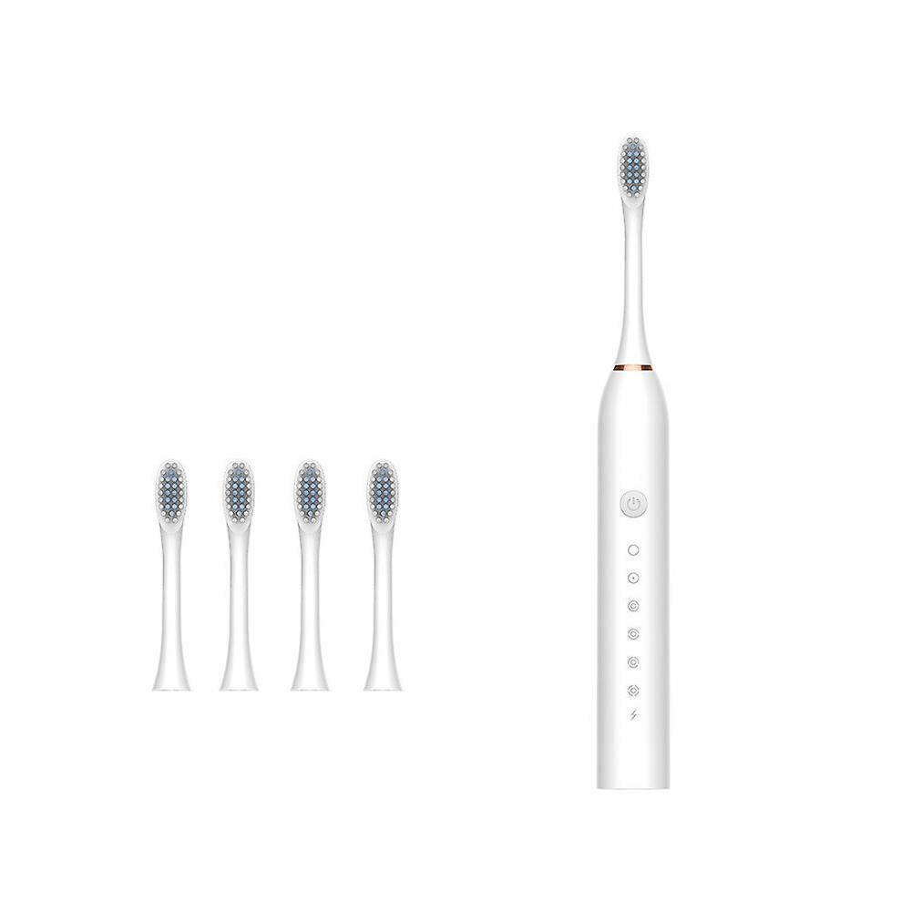 White (White) Sonic Electric Toothbrush Smart Tooth Brush Ultrasonic Automatic Toothbrush 6 Modes Usb Fast Rechargeable Adult Ipx7 Waterproof