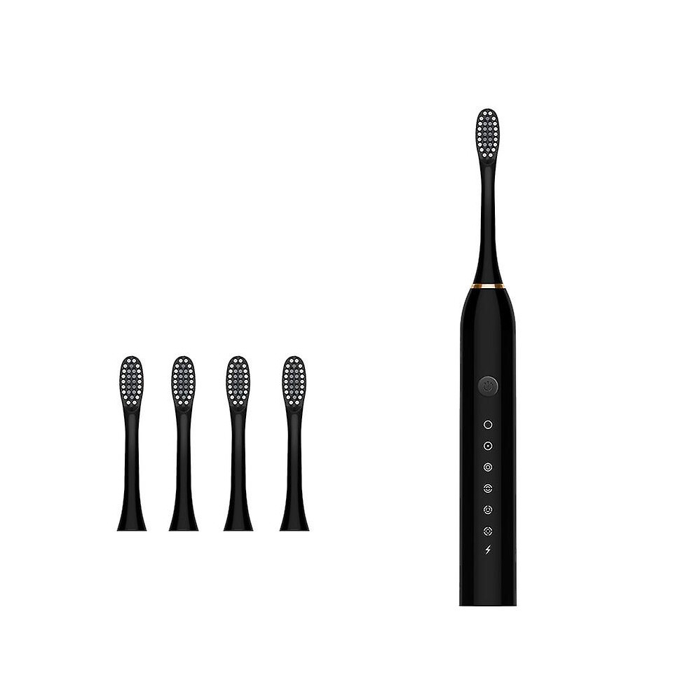 (Black) Sonic Electric Toothbrush Smart Tooth Brush Ultrasonic Automatic Toothbrush 6 Modes Usb Fast Rechargeable Adult Ipx7 Waterproof Black