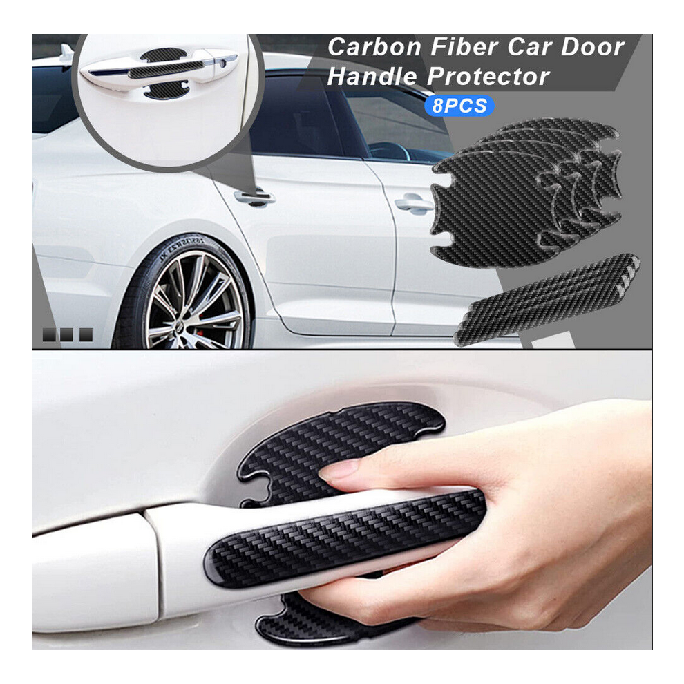 Universal Carbon Fiber Car Door Handle Bowl Protector Anti-Scratch Stickers 8Pcs 863232320014