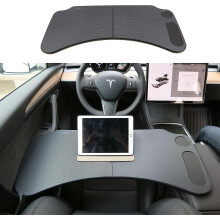 For Tesla Model 3 Model Y Food Tray Desk For Laptop Foldable Car Tray Table For Eating Travel Multipurpose Tray For Driver Accessories - Carbon Fiber
