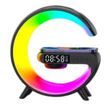 (Black) 3 In 1 Wireless Charger Pad Stand Speaker RGB Night Light Fast Charging Station For iPhone Samsung Xiaomi Huawei