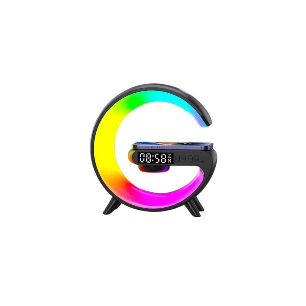 (Black) 3 In 1 Wireless Charger Pad Stand Speaker RGB Night Light Fast Charging Station For iPhone Samsung Xiaomi Huawei