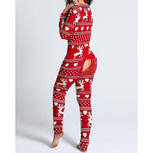 (A, L) 2023 Christmas Sexy Women Deluxe Pajamas Button-down Butt Open Ass Flap Jumpsuitvery Nice Giftvery Nice Gift