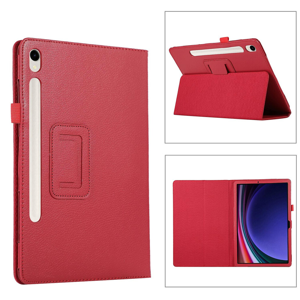 (Red) Litchi Texture Tablet Case For Samsung Galaxy Tab S9 Red