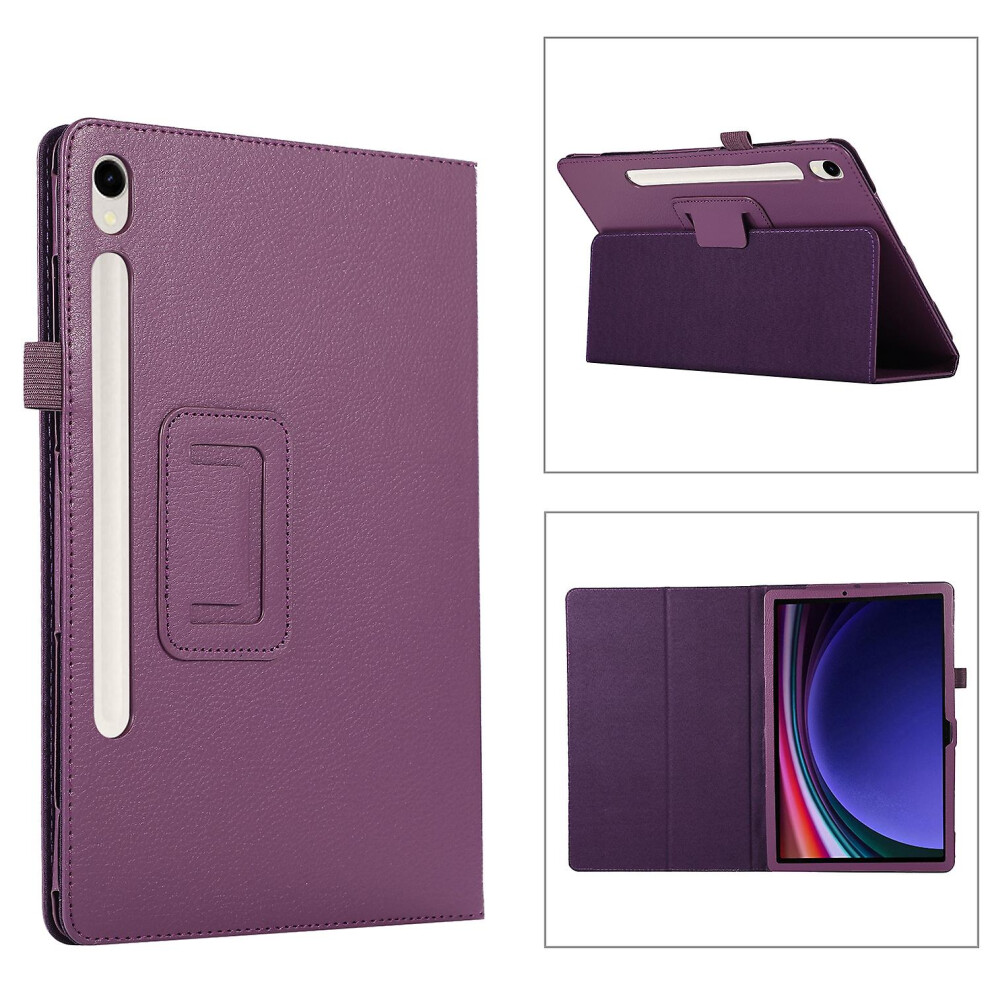 (Purple) Litchi Texture Tablet Case For Samsung Galaxy Tab S9 Purple