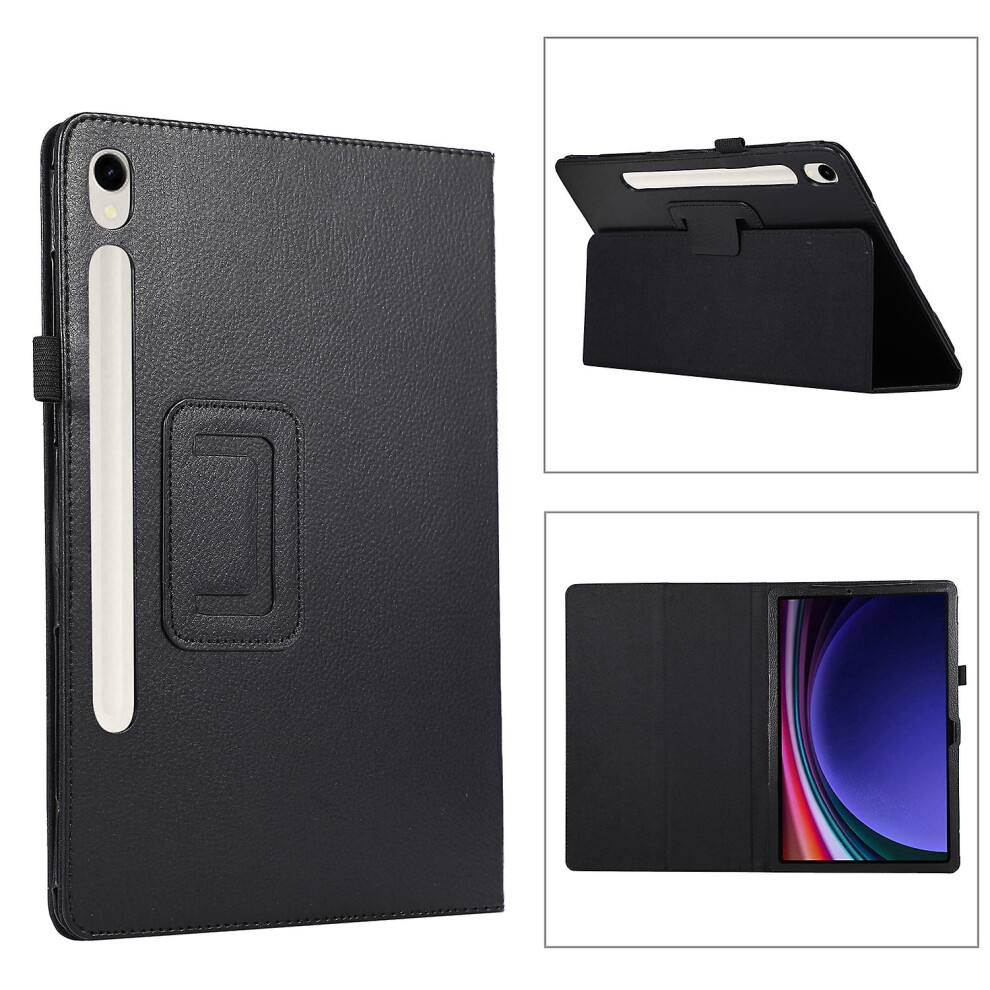 (Black) Litchi Texture Tablet Case For Samsung Galaxy Tab S9 Black
