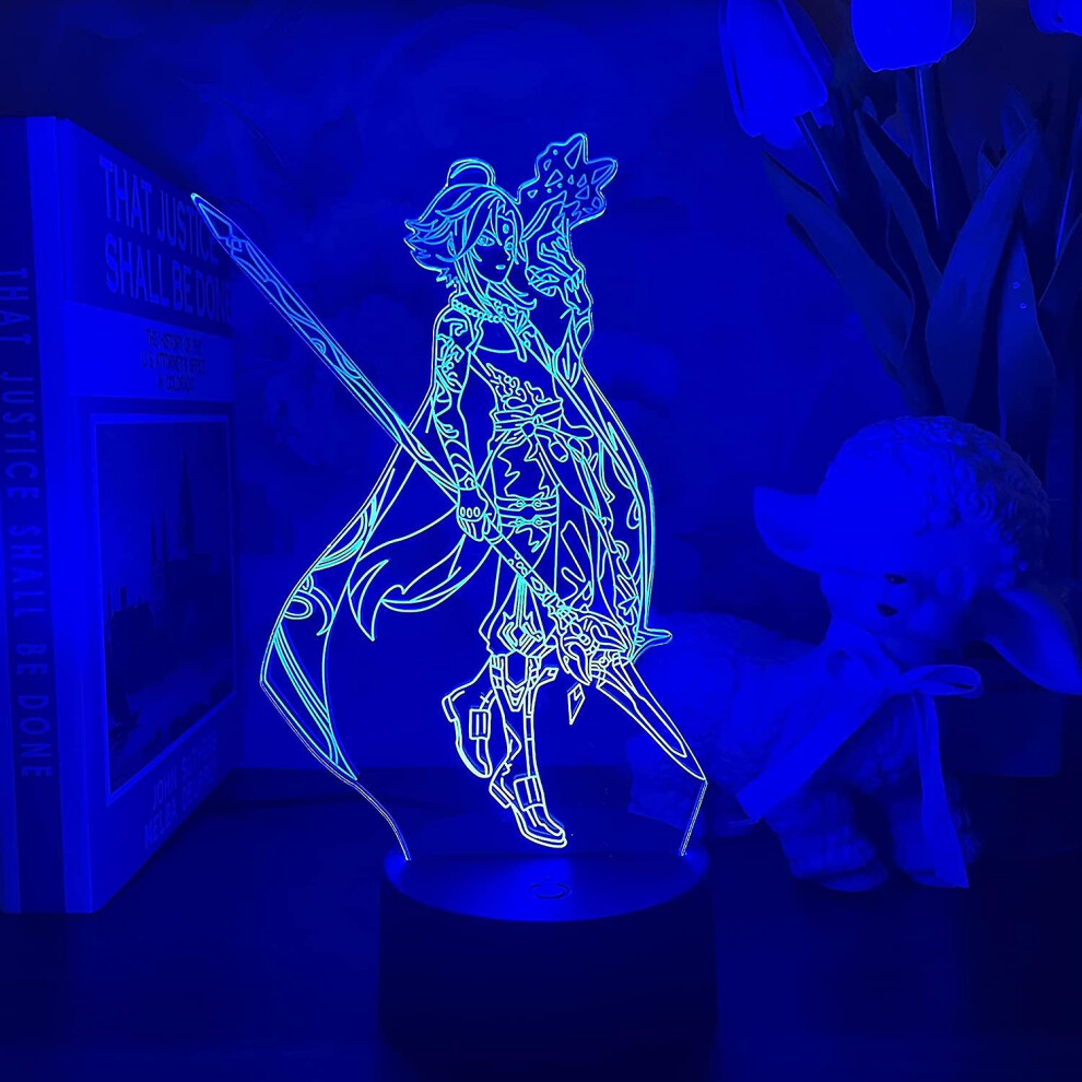 Wekity Anime Lamp Xiao Genshin Impact Figure Night 3D Illusion Game For Bedroom Decor Led Atmosphere Bedside Kids-Touch Control Light