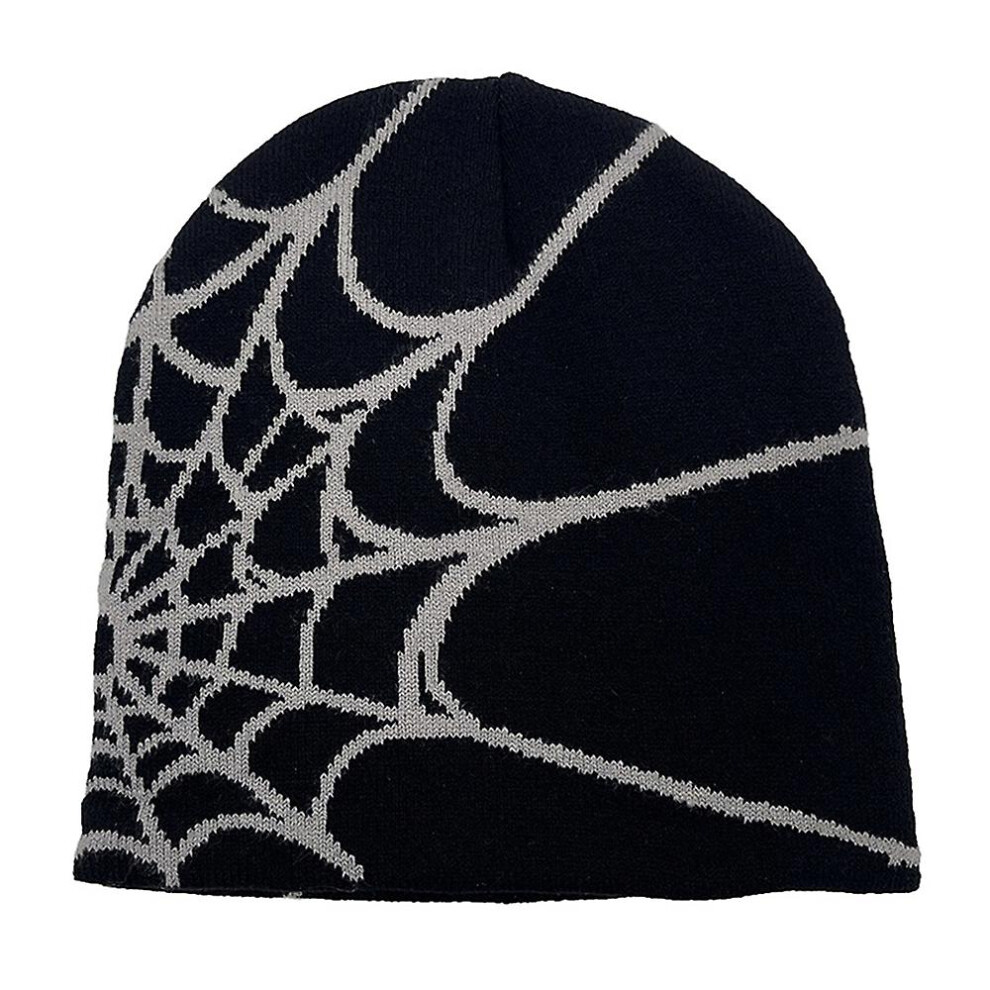 (Grey) Women Men Spider Web Beanies Hat Autumn Winter Hat Warm Knitted Beanies Cap Gifts